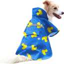 NACOCO Large Dog Raincoat Adjustable-Pet Rubber Ducks Yellow Water Proof Clothes Lightweight Rain Jacket Poncho Hoodies with Strip Reflective Blue (Blue L, Yellow Duck)