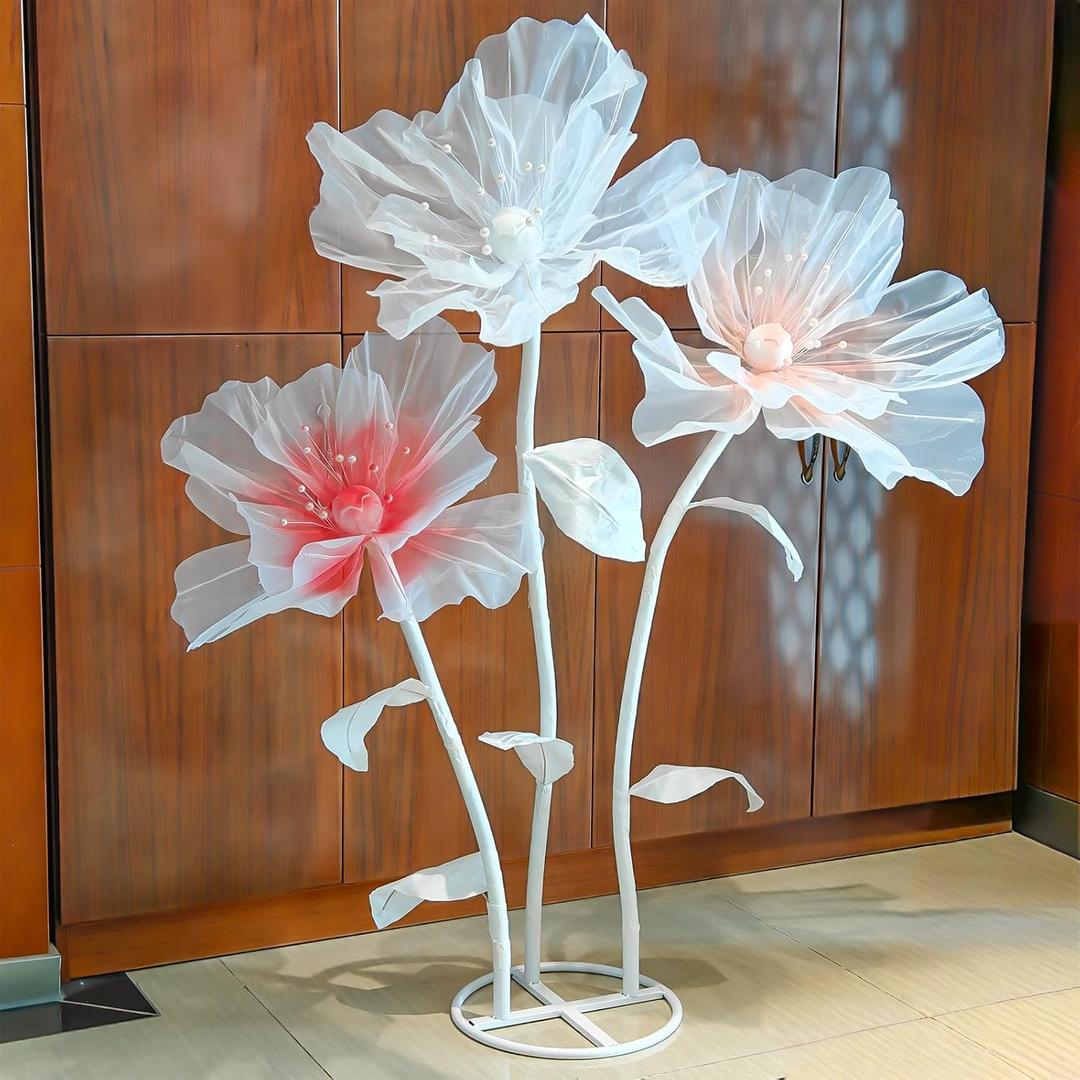 Giant Flowers for Decoration with Stand 5.9 Ft Large Artificial Flowers with Base for Wedding Birthday Party Baby Shower Background Decor (Pink)