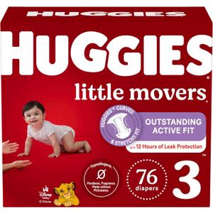 Huggies Size 3 Diapers, Little Movers Baby Diapers, Size 3 (16-28 lbs), 76 Count, Packaging May Vary