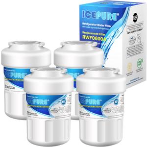 ICEPURE RWF0600A Replacement for GE MWF, MWFP, 197D6321P006, WFC1201, MWFA, PC75009, HDX FMG-1, GSE25GSHECSS, 46-9996, GSH25JSDDSS, PSHS6PGZBESS, GWF, SGF-G9, RWF1060 Refrigerator Water Filter 4PACK