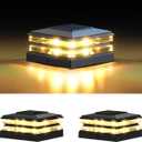 EXCMARK 2 Pack 4x4 Solar Post Cap Lights Outdoor Waterproof Fence Deck Post Lights with High-Brightness LEDs, Dual Light Modes Warm White & Cool White.