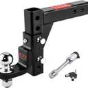 OPENROAD Adjustable Trailer Hitch Ball Mount - Fits 2-Inch Receiver, 2" Tow Balls, 7500lbs, 9-1/2" Drop/ 8-1/4" Rise, Heavy Duty Truck Hitch with Stainless Steel Pins and Lock (Hitch Ball Mount 1)