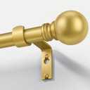 Modern Gold Curtain Rods for Windows 66 to 120 Inches Adjustable Length Heavy Duty 1" Diameter Long Window Curtain Rod with Round Decorative Finials for Bedroom Living Room Kitchen Farmhouse