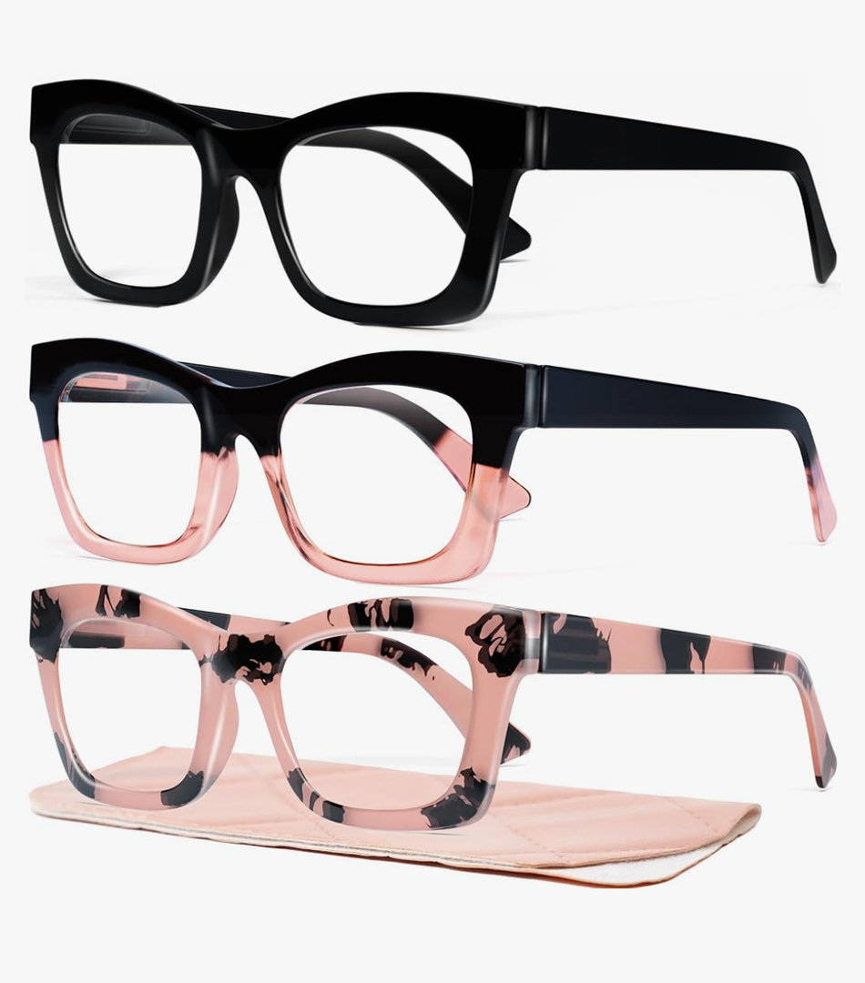 CCVOO Stylish Reading Glasses for Women, Eyeglasses, Blue Light Readers for Women, Computer Eye Glasses, Cheaters +1.5