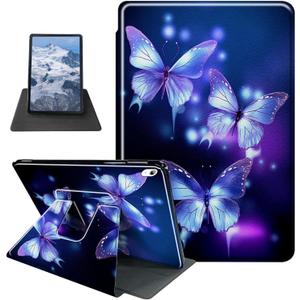 Purple Butterflies Pattern Case for iPad Air 13 Inch Case M2 2024,BFDHGQZC 360 Degree Rotating Stand Protective Cover with Auto Sleep/Wake for iPad Air 13 Inch M2 2024