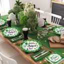 50Pcs St. Patrick's Day Oval Paper Plates and Napkins Set Serve 25 - 10" x 12.5" Large Disposable Green Paper Plates and 6.5'' Napkins with Lucky Shamrock for Irish Party Supplies Themed Tableware Set