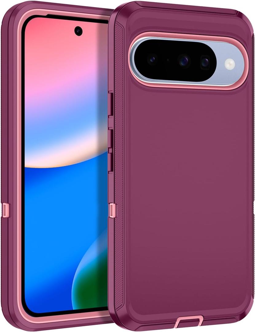 for Google Pixel 10 Pro Case/Pixel 10 Case Heavy Duty Protective Shockproof Dropproof 3-Layer Full Body Protection [Without Screen Protector] Tough Rugged Cover,Purple/Pink