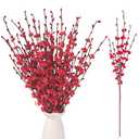 Wootkey 10Pcs 17.5'' Red Flowers Artificial Jasmine Flowers Faux Patriotic DIY Floral Art Red Berries Stem for Valentine's Day Table Centerpieces Vases Home Wedding Bouquets Party Decorations 2 Pack