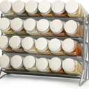 1PCS 4Tier Spice Rack for Counter Free Standing,Spice Rack for Inside Cupboard Hanging Wall Mounted Spice Seasoning Organiser Spice Jars Bottle Organizer for Kitchen PantrySilver