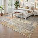 Toneed Abstract Area Rug Modern Washable Rug Soft Non Slip Rug Low Pile for Bedroom Living Room Dining Room Camel 6x9 Feet