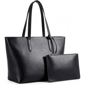 hedexe Genuine Leather Tote Bag for Women: Soft Cowhide Shoulder Handbags for Ladies - Large Satchel Purse for Travel Work(Black)