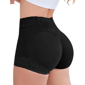 Butt Lifting Panties, Tummy Control Shapewear for Women Compression Underwear Short Lace Butt Lifter Shapewear (Medium, Black-1)