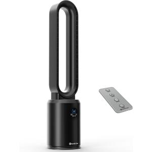 Comfort Zone 40-Inch Bladeless Tower Fan for Bedroom Quiet Standing Fan with Remote Control, 9H Timer & Wide Area Oscillation Turbocharged Airflow & Digital LED Display Black