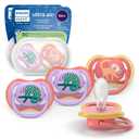 Philips Avent Ultra Air Pacifiers - Orthodontic Design, for Babies 18 Months+, Extra-Firm Silicone Symmetrical Nipple, BPA-Free, with 2 Sterilizing Cases, 4 Pack, SCF349/54 (red)