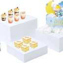 3PCS Buffet Risers, Dessert table display set, Catering supplies buffet display ,Acrylic risers display stands, White Acrylic Cube Boxes Nesting Risers with Hollow Bottoms - 1 Set (6.5", 7.5", 8.5") White