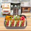 Bento box adult work lunch box, adult container, with 4 compartments, lunch container with cutlery (knife, fork, spoon, sauce box), animal fruit fork, microwave and dishwasher safe, Bee gray