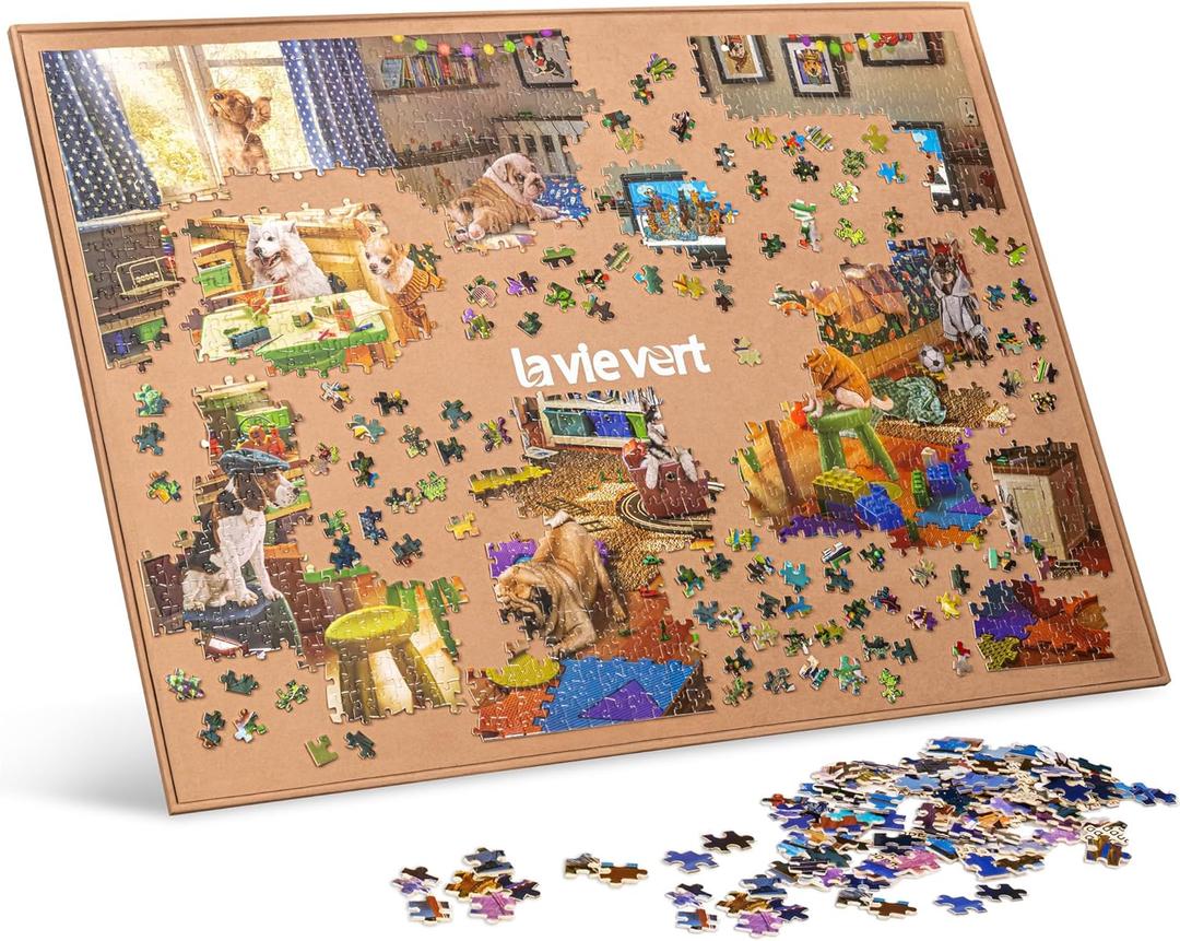 Lavievert Jigsaw Puzzle Board Portable Puzzle Saver for Puzzle Storage, Lightweight & Easy Transport, for 1500 Piece Jigsaws Puzzles (Khaki)