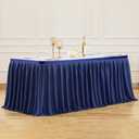 Partisky Navy Blue Polyester Table Skirt for Rectangle Tables 6ft, Wrinkle Resistant Pleated Ruffle Table Cloth for Banquet Wedding Display Dining Table