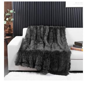 YUSOKI Morel Faux Fur Throw Blanket,2 Layers,50" x 60" Cozy Plush Fluffy Blanket Furry Fuzzy Warm Cute Shaggy Blanket for Fall Bed Living Room Décor Baby Women Pet