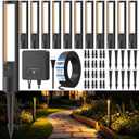 CRODIAL Low Voltage Landscape Lighting Kit, 5W LED Pathway Lights Wired with 150W Transformer & 100FT Wire, 2700K IP66 Waterproof Outdoor Landscape Lights for Garden Yard Walkway (12 Pack)
