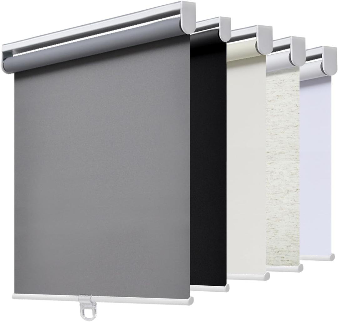 AOSKY Blackout Cordless Roller Shades for Windows, 24.5" W x 72" H, Grey