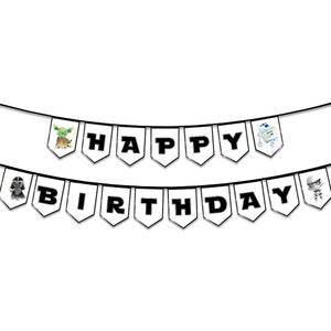Star Themed War Birthday Banner for Kids Teens Adults, Mandalorian Bday Decorations, Universe Wars Backdrop for Boys Bday Party Supplies, Yo-da Themed Banner for Baby Boys Kids Bday Party (XZ1)
