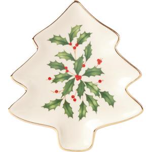 Lenox Serveware, Hosting The Holidays Tree Plate, Festive Porcelain Dinnerware, Service for 1, Pasta, Salad and Dinner, Dishwasher Safe, Christmas Decorations (MultiColor, 5.75 inch Length, 1 Piece)