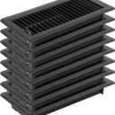 8PCS 4" x 10" Floor Register, Heavy Duty Floor Vents, Metal Heat Air Vent Covers Rust Proof Finish 4 x 10'' Walkable Floor Vent Covers for Home Floor Wall Ceiling  (Black)