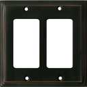 Oil Rubbed Bronze Art Deco Step Light Switch Cover | 2 GFI Rocker | 4.875" x 4.875" | Electrical Outlet Plug Wall Plate Outlet Covers | Socket Outlet Wall Plates