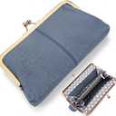 Geninue Leather Wallet with RFID Blocking Clutch Kiss Lock Purse,Multi-Compartment Card Holder,Phone Bag for iPhone 17 16 15 14 13 Pro Max,Gift for Women Mum Daughter Granddaughter (Blue)