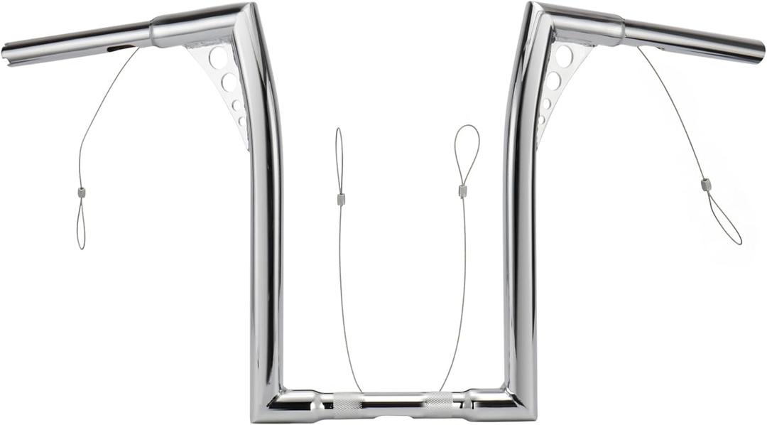 14 Inch Sportster Dyna Ape Hangers Softail Handlebar 1.25 inch Z bar with Pull Wires for Harley 1995-Up Road King 1998-2013 Road GlideChrome