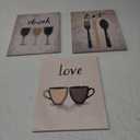 Set of 3 Kitchen Wall Art Love Eat Drink Picture Wall Decor Framed Fork Knife Coffee Wine Canvas Prints Vintage Artwork Dining Room Restaurant Bar Ready to Hang - 11"x14"x3P