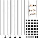 Thyle Set of 4 Wire Shelving Poles Including 8 Pcs 36'' Poles and 50 Pcs Shelf Clips, Heavy Duty Chrome Commercial Wire Shelving Parts for 1" Post Shelf Rack Accessories Replacement(74")