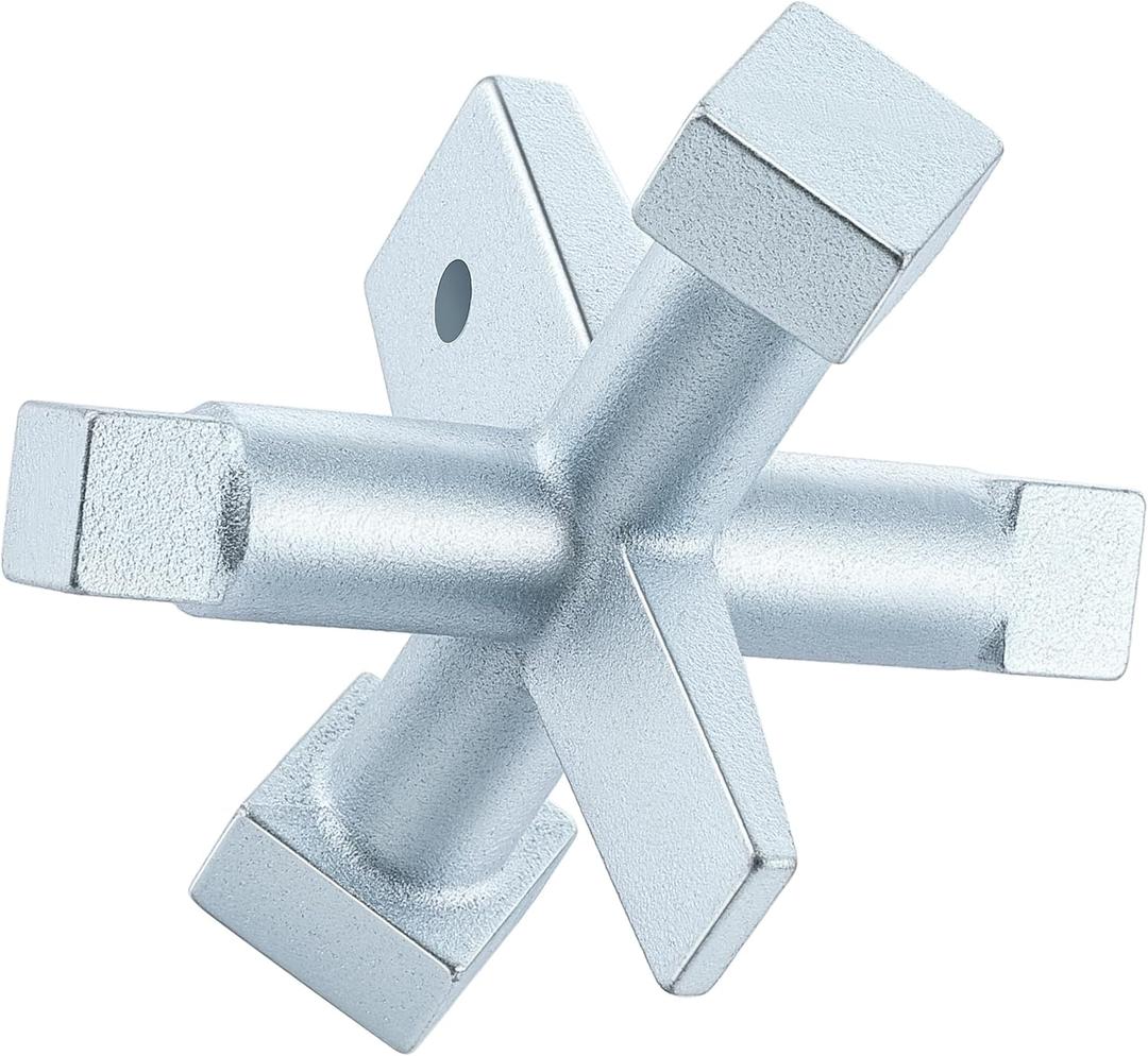 Feekoon 6 Sided Cleanout Plug Wrench, Plumbing Tools and Plumbing Wrench, Threaded Drum Trap Tools for Both Slotted or Square Countersunk Cleanout Plugs Drum Traps Heavy Duty Iron(Blue Zinc Plating)