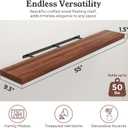 48" Walnut Floating Shelves Wood Wall Shelf, Walnut Color, Set of 1, 55" set of 1