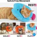 PUMYPOREITY Soft Fish Shaped Cat Cone Collar, Adjustable Padded Elizabethan Collar for Kittens, Anti-Lick Protective Neck Cone for Post-Surgery Wound Recovery, L, Blue