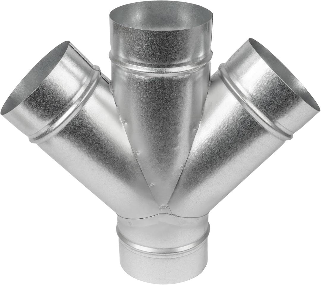 4" Inch W-Shape Ducting Splitter - 45 Degree Galvanized Steel 4-Way Dust Collection Fitting - Branches for Exhaust Fan - Ducting Adapter - Duct Hose Connector