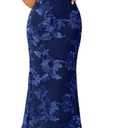 ZESICA Cocktail Wedding Guest Dresses for Women 2026 Summer Strapless Floral Bodycon Mesh Tube Formal Party Midi Dress (Blue, S)