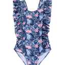 LIZENS Girls One Piece Hawaiian Ruffle Swimsuit - Beachwear Bathing Suit for Kids(BL046,6-7T)