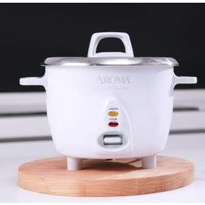 AROMA Select Stainless Rice Cooker, 3-Cup (Uncooked) / 6-Cup (Cooked), Stainless Steel Inner Pot, Small Rice Cooker, Auto Keep Warm, 1.2 Qt, White, ARC-753SG