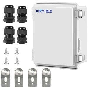 Waterproof Outdoor Project ABS Plastic Junction Box IP67 Weatherproof Dustproof Enclosure with Hinged Cover, Mounting Plate,Wall Brackets for Power Project (8.7"X6.7"X4.5")