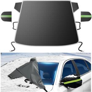 [Upgraded] 7-Layer Car Windshield Snow Cover, [Efficient Winter Protection] Against Snow, Ice, Frost and Water, [Military-Grade Durable] Universal Fit for Cars, SUVs, and Trucks-Medium