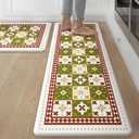 GENIMO Anti Fatigue Kitchen Mats for Floor 2PCS, Standing Rugs, Dark Green
17.3"x59"&17.3"x30", Vintage Tile Cushioned Set, Waterproof, Non slip, Easy-clean for Home, Laundry,Sink, Office, Farmhouse
