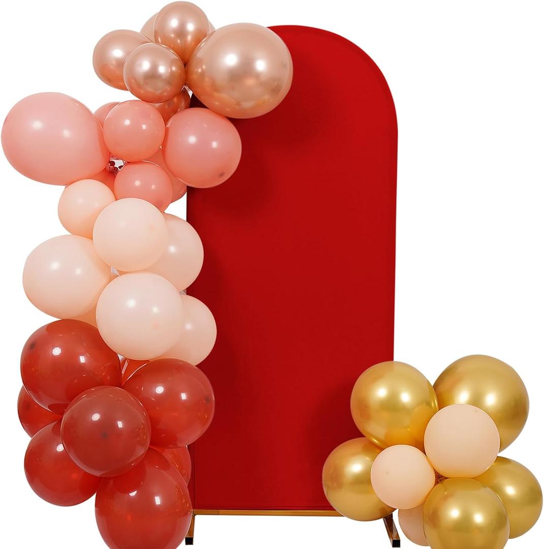 Peomeise 6FT Wedding Arch CoverRed Arch Backdrop Cover Stretchy Spandex Backdrop Stand Covers for Birthday Party Ceremony Banquet Decor(72" L x 31.2" W)