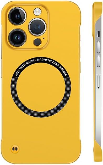 Frameless Magnetic Series Designed for iPhone 16 Pro Case[Compatible with MagSafe] Borderless Ultra Thin Slim Fit,Lightweight Minimalist Hard PC Yet Protective Shockproof Cover,Yellow