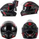 Adult Motorcycle Helmets Modular Flip-Up Full Face Helmet, DOT (Red, L)