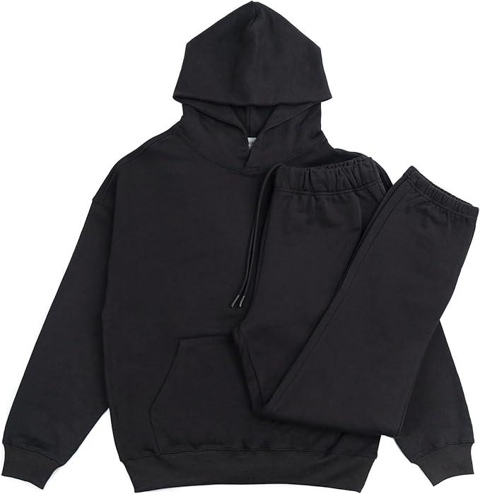 RIFLESSI Men's Women's Premium Heavyweight 100% French Terry Cotton 2 Piece Hoodie Pullover Jogger Sweatsuit Tracksuit Set S