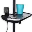 Microphone Stand Tray - Mic Clamp-On Accessory Table with Cup Holder - Perfect Attachment Desk for Music Accessories