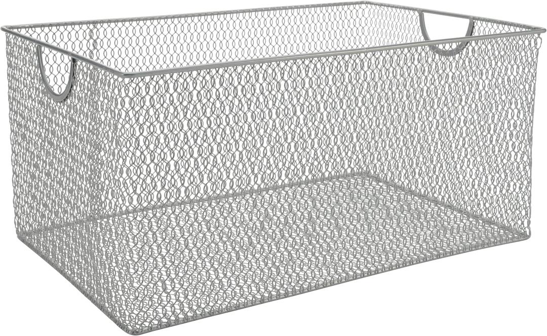 YBM HOME Kitchen Pantry Organizer Wire Basket for Shelves, Cabinets, Pantry, Countertop, Mesh Open Storage Bin Metal Basket for Organizing Food Supplies, 14.5x9.25x7