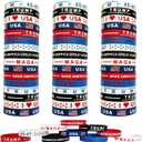 Trump Bracelets 60pcs, Make Amarica Great Again American Flag Wristband, USA Veterans Day Patriotic Party Accessories, Fourth 4th of July Red White and Blue Decoration Memorial Day Favors